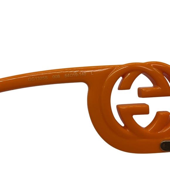 GUCCI ORANGE / BROWN CHAISE LONGUE 54MM RECTANGULAR FRAME SUNGLASSES
